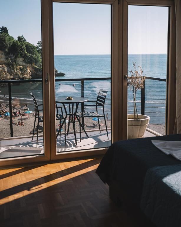 Balcony table with Adriatic sea view at Hotel Cruiser Luxury